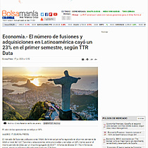 Economa.- El nmero de fusiones y adquisiciones en Latinoamrica cay un 23% en el primer semestre, segn TTR Data